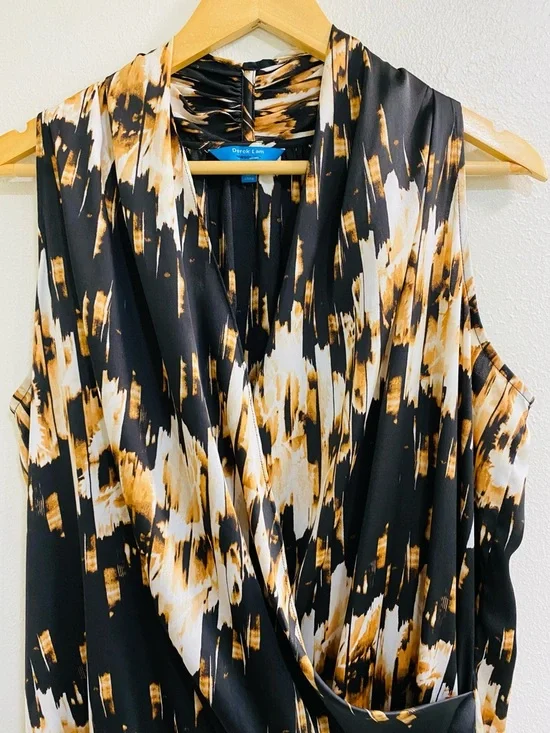 Derek Lam Black, Cream and Brown Abstract Print Bubble Dress Large - Picture 4 of 7